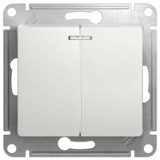 Выключатель Schneider Electric Glossa 2-клавишный с индикацией без рамки белый